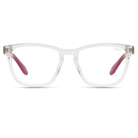 QUAY Hardwire Blue Light Glasses Clear & Red Frame Bluelight Blocking Lens NWT - Picture 2 of 6